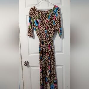 Thalia Sodi Animal Print High Low Dress with Vibrant Accents